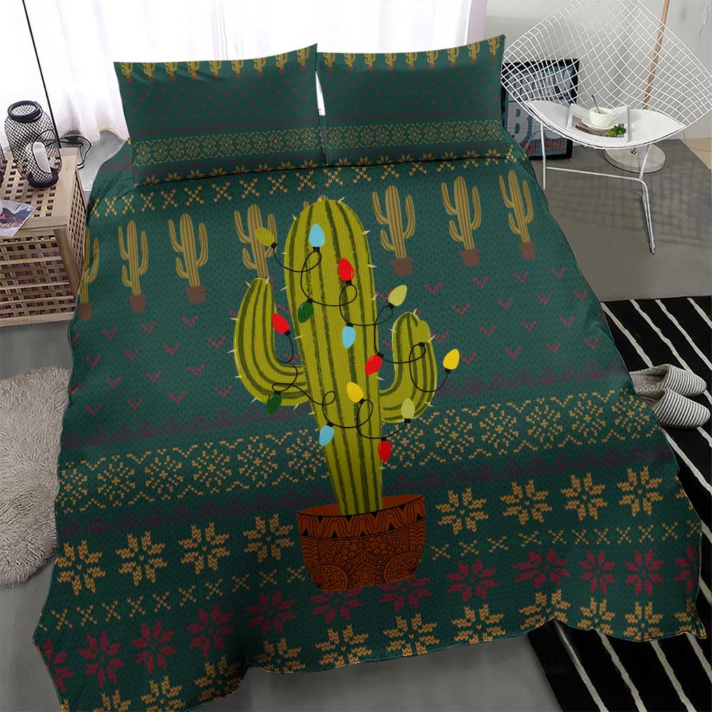Cactus Christmas Bedding Set Xmas Holiday Patterns - Wonder Print Shop