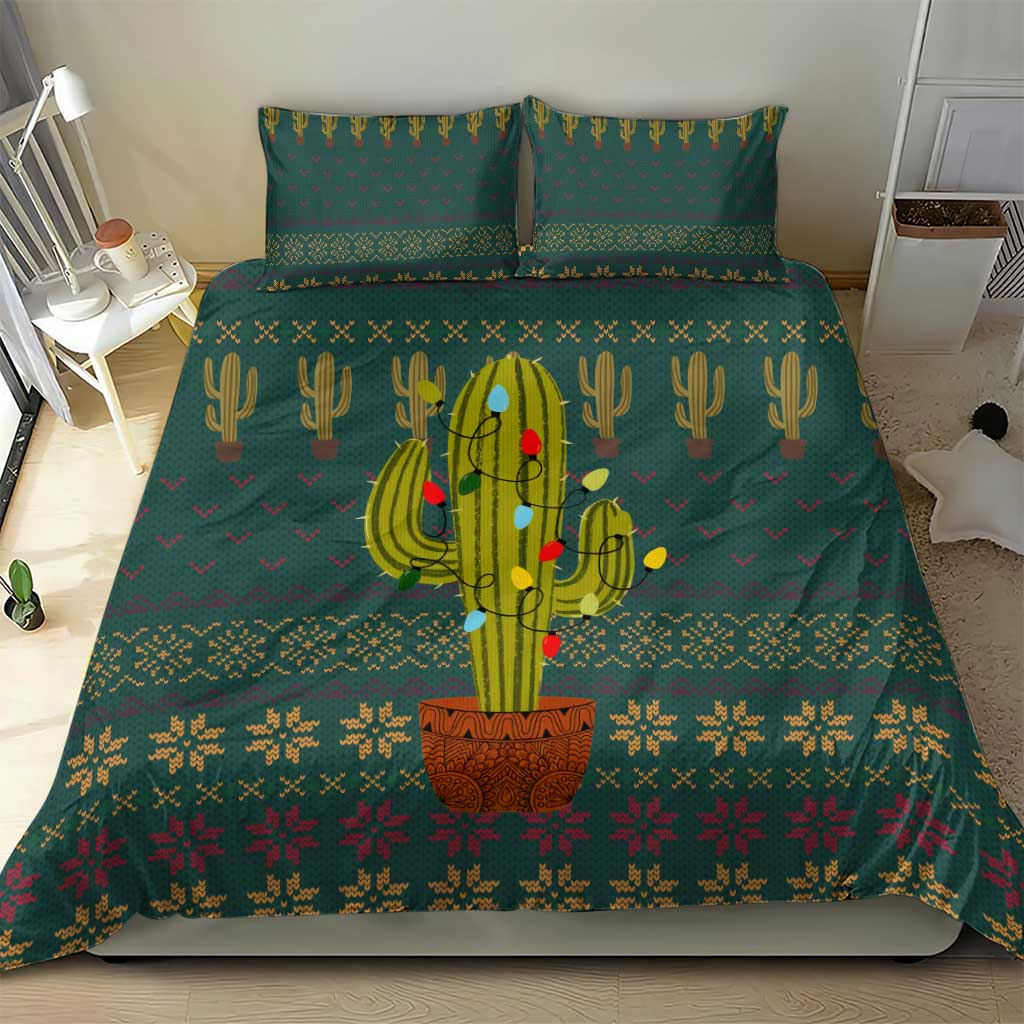 Cactus Christmas Bedding Set Xmas Holiday Patterns - Wonder Print Shop