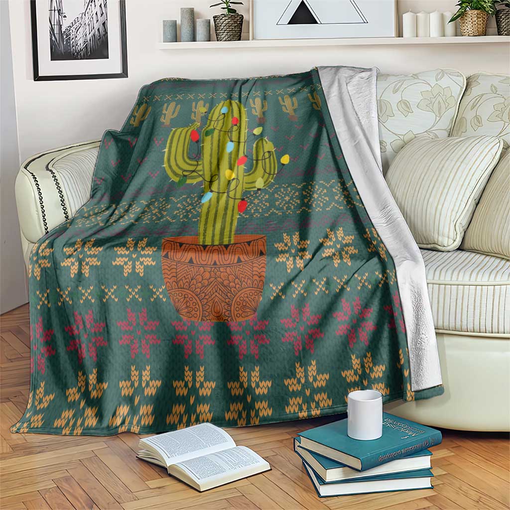 Cactus Christmas Blanket Xmas Holiday Patterns - Wonder Print Shop