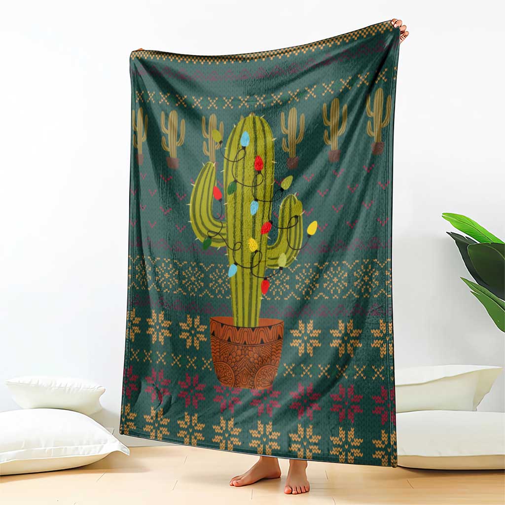 Cactus Christmas Blanket Xmas Holiday Patterns - Wonder Print Shop