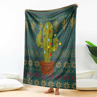 Cactus Christmas Blanket Xmas Holiday Patterns - Wonder Print Shop