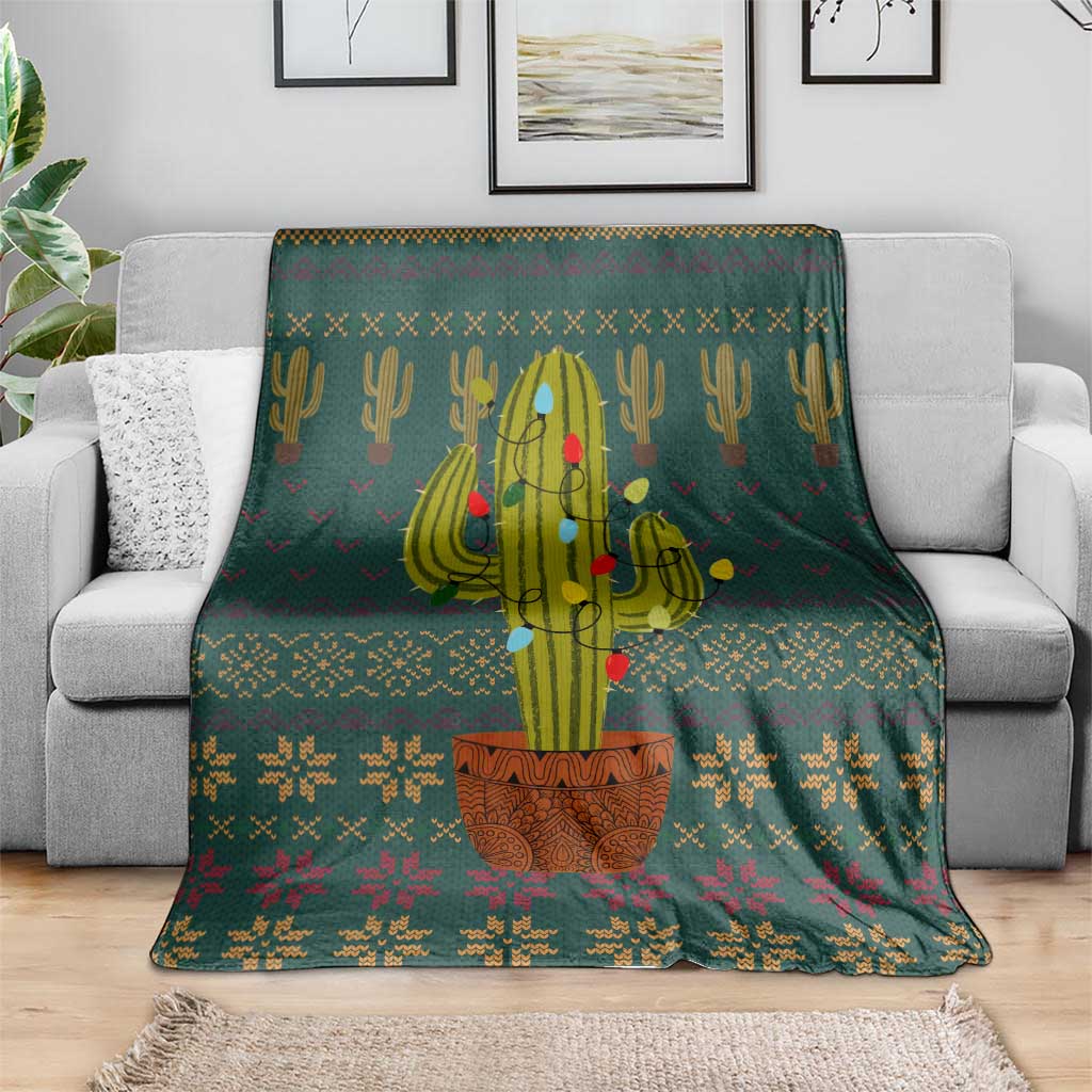 Cactus Christmas Blanket Xmas Holiday Patterns - Wonder Print Shop