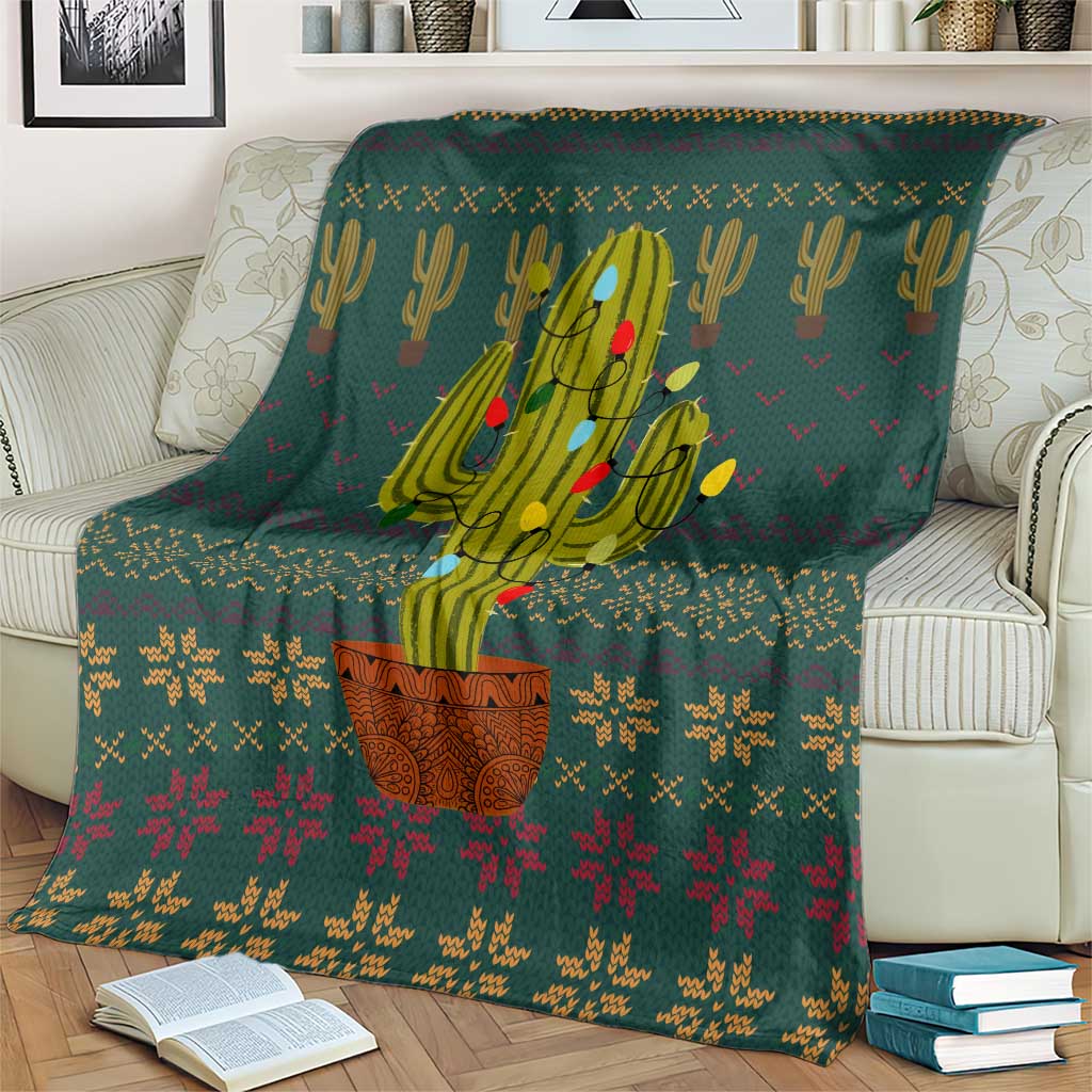 Cactus Christmas Blanket Xmas Holiday Patterns - Wonder Print Shop
