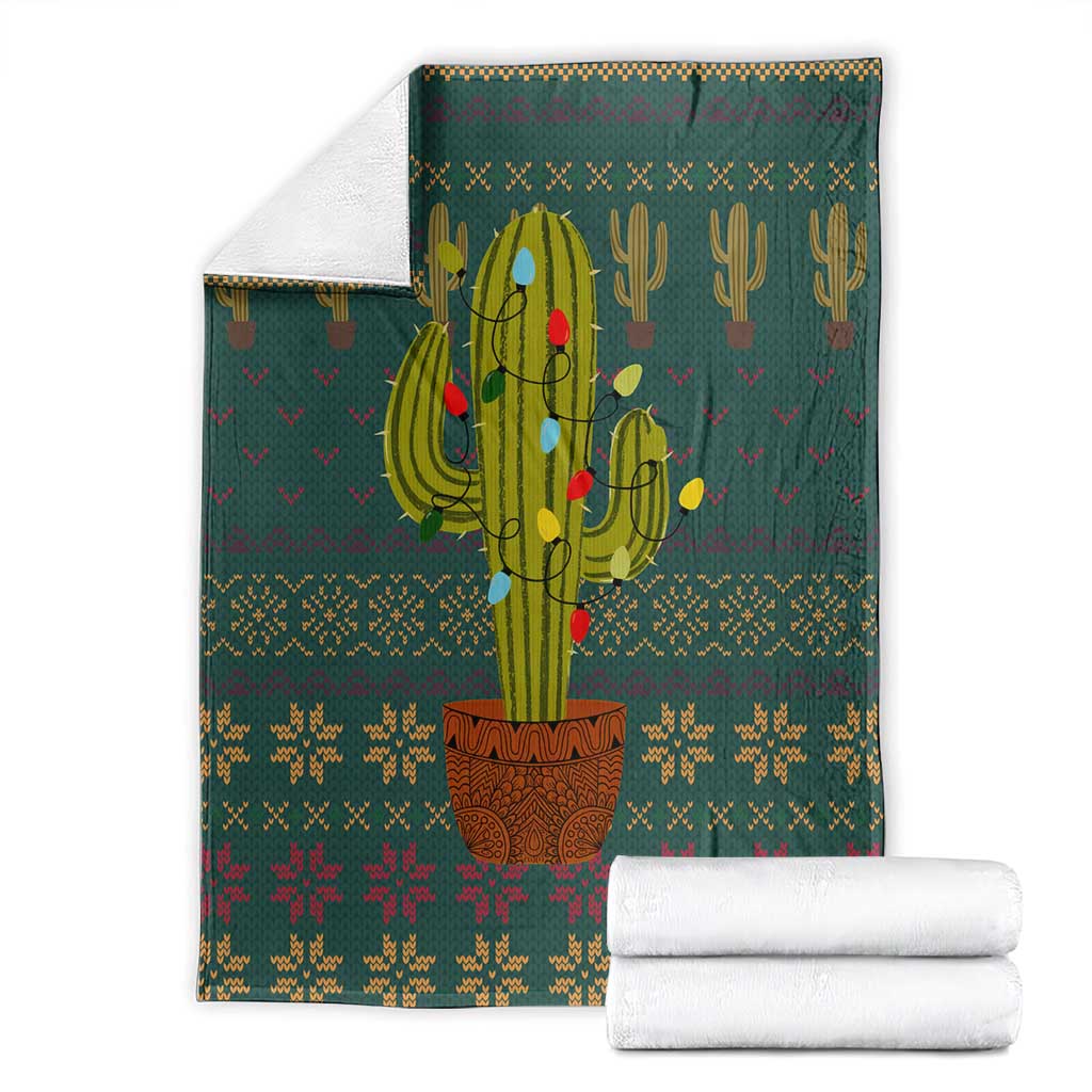 Cactus Christmas Blanket Xmas Holiday Patterns - Wonder Print Shop
