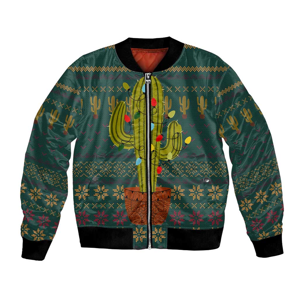 Cactus Christmas Bomber Jacket Xmas Holiday Patterns - Wonder Print Shop