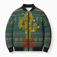 Cactus Christmas Bomber Puffer Jacket Xmas Holiday Patterns - Wonder Print Shop