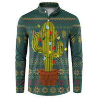 Cactus Christmas Button Sweatshirt Xmas Holiday Patterns - Wonder Print Shop