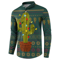Cactus Christmas Button Sweatshirt Xmas Holiday Patterns - Wonder Print Shop