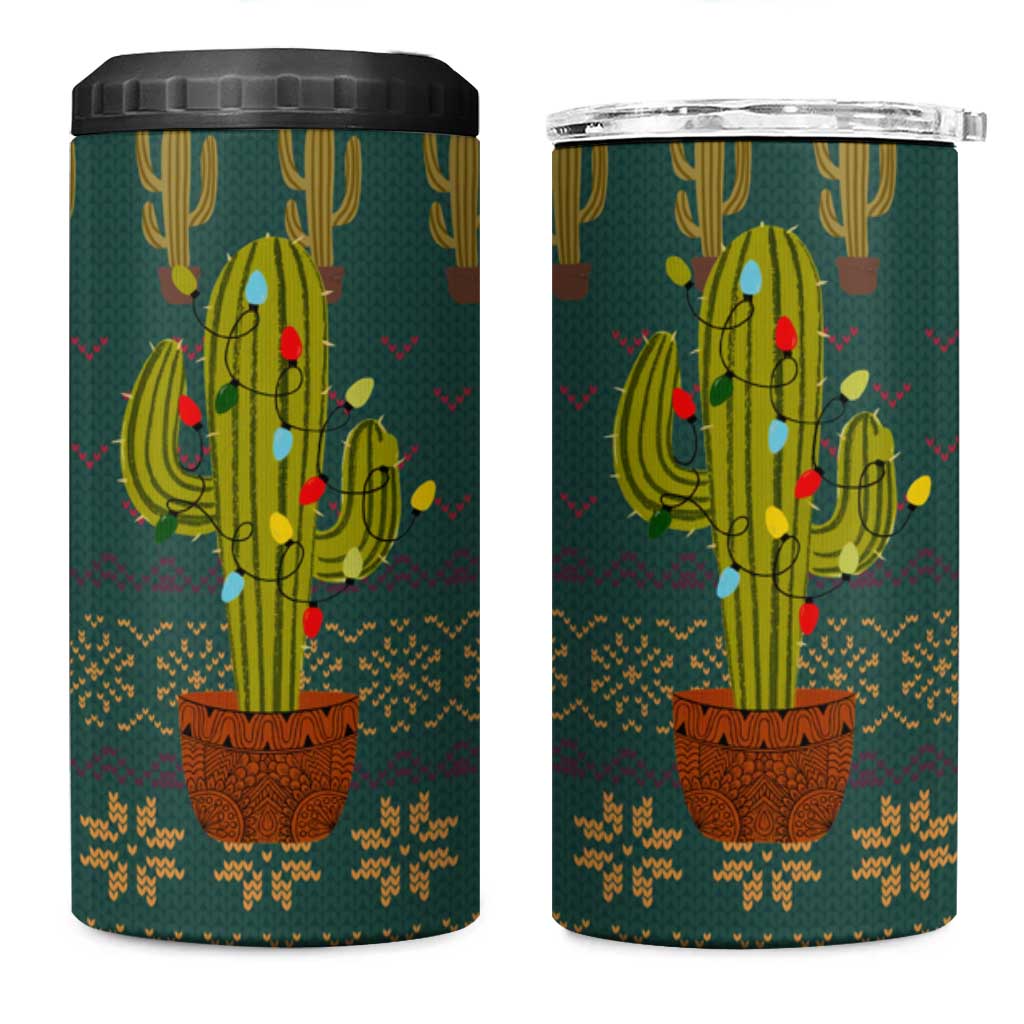 Cactus Christmas 4 in 1 Can Cooler Tumbler Xmas Holiday Patterns - Wonder Print Shop