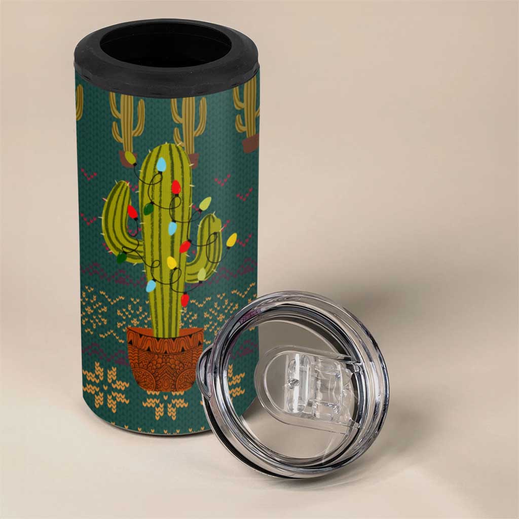 Cactus Christmas 4 in 1 Can Cooler Tumbler Xmas Holiday Patterns - Wonder Print Shop