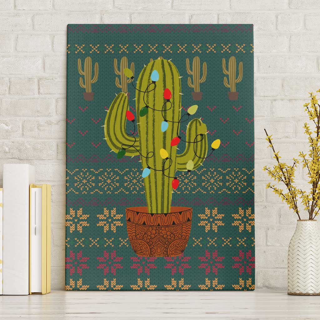 Cactus Christmas Canvas Wall Art Xmas Holiday Patterns - Wonder Print Shop