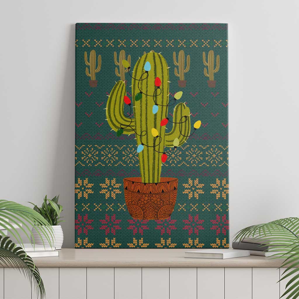 Cactus Christmas Canvas Wall Art Xmas Holiday Patterns - Wonder Print Shop