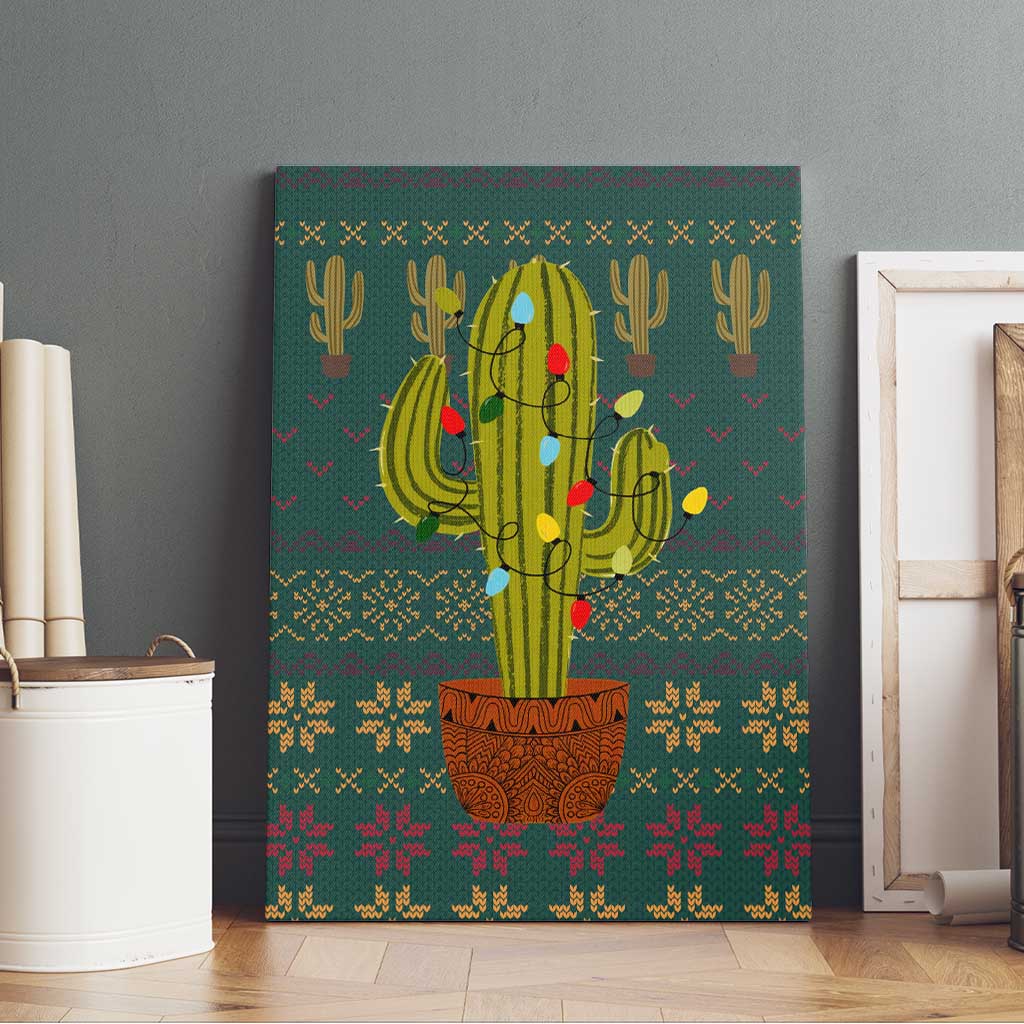 Cactus Christmas Canvas Wall Art Xmas Holiday Patterns - Wonder Print Shop