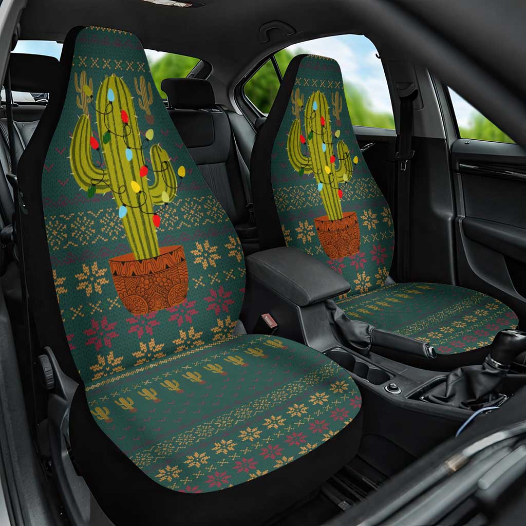 Cactus Christmas Car Seat Cover Xmas Holiday Patterns - Wonder Print Shop