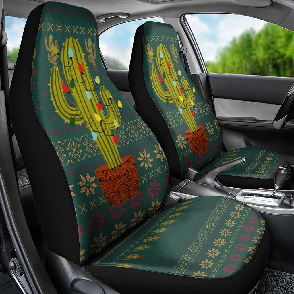 Cactus Christmas Car Seat Cover Xmas Holiday Patterns - Wonder Print Shop