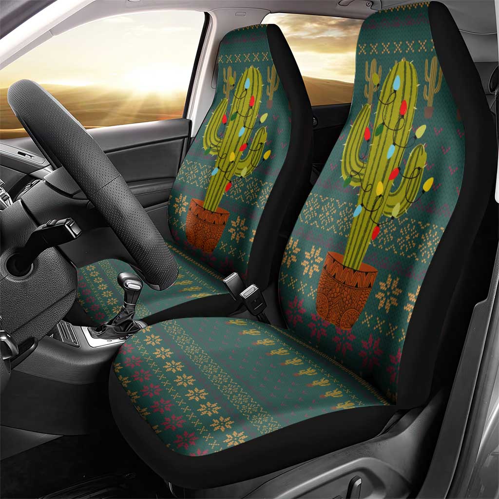 Cactus Christmas Car Seat Cover Xmas Holiday Patterns - Wonder Print Shop