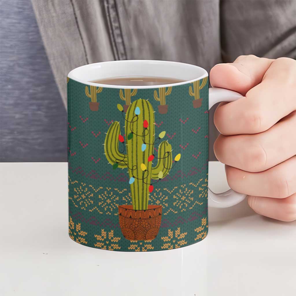 Cactus Christmas Ceramic Mug Xmas Holiday Patterns - Wonder Print Shop