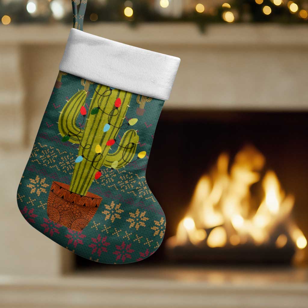 Cactus Christmas Stocking Xmas Holiday Patterns - Wonder Print Shop