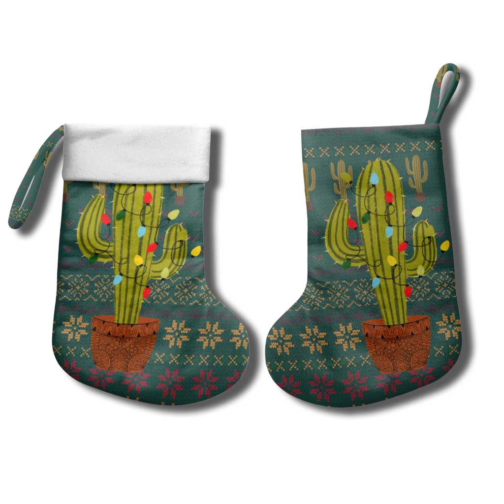 Cactus Christmas Stocking Xmas Holiday Patterns - Wonder Print Shop