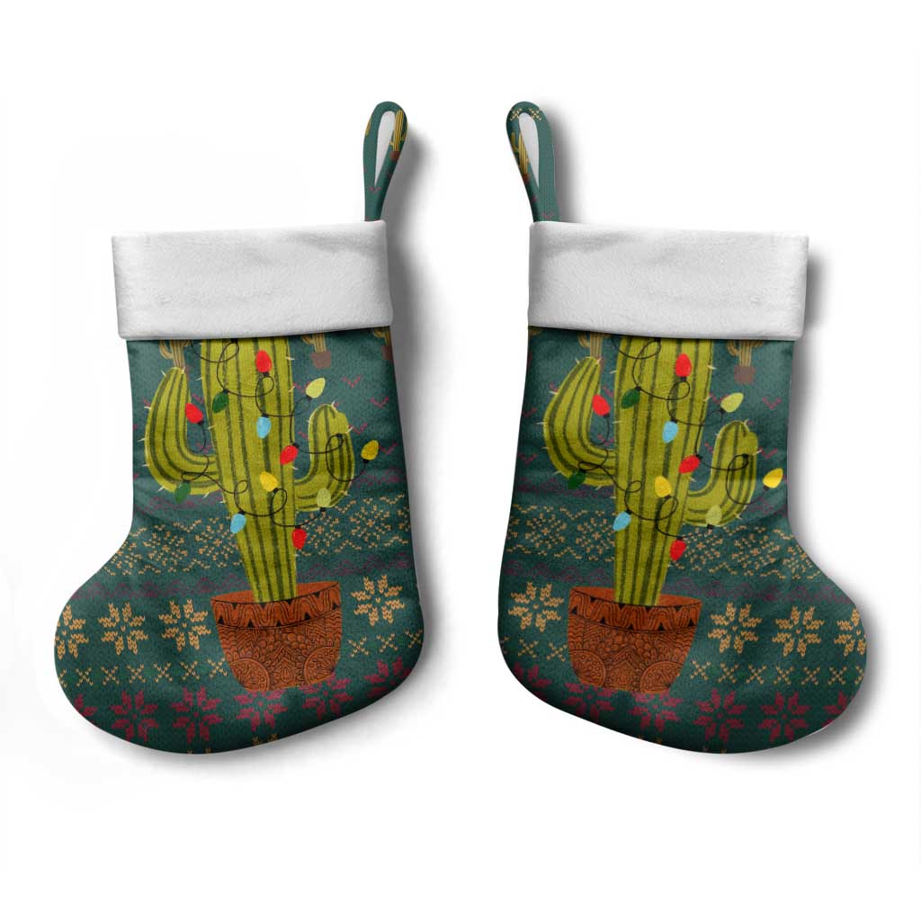 Cactus Christmas Stocking Xmas Holiday Patterns - Wonder Print Shop