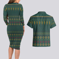Cactus Christmas Couples Matching Long Sleeve Bodycon Dress and Hawaiian Shirt Xmas Holiday Patterns - Wonder Print Shop