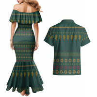 Cactus Christmas Couples Matching Mermaid Dress and Hawaiian Shirt Xmas Holiday Patterns - Wonder Print Shop