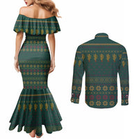 Cactus Christmas Couples Matching Mermaid Dress and Long Sleeve Button Shirt Xmas Holiday Patterns - Wonder Print Shop