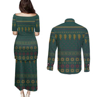 Cactus Christmas Couples Matching Puletasi and Long Sleeve Button Shirt Xmas Holiday Patterns - Wonder Print Shop
