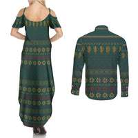Cactus Christmas Couples Matching Summer Maxi Dress and Long Sleeve Button Shirt Xmas Holiday Patterns - Wonder Print Shop