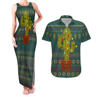 Cactus Christmas Couples Matching Tank Maxi Dress and Hawaiian Shirt Xmas Holiday Patterns - Wonder Print Shop