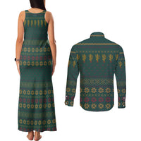 Cactus Christmas Couples Matching Tank Maxi Dress and Long Sleeve Button Shirt Xmas Holiday Patterns - Wonder Print Shop