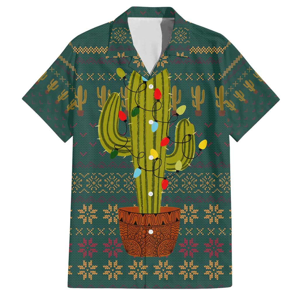 Cactus Christmas Family Matching Long Sleeve Bodycon Dress and Hawaiian Shirt Xmas Holiday Patterns - Wonder Print Shop