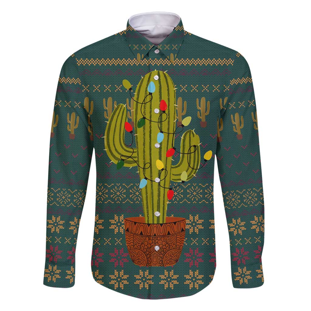 Cactus Christmas Family Matching Mermaid Dress and Hawaiian Shirt Xmas Holiday Patterns - Wonder Print Shop