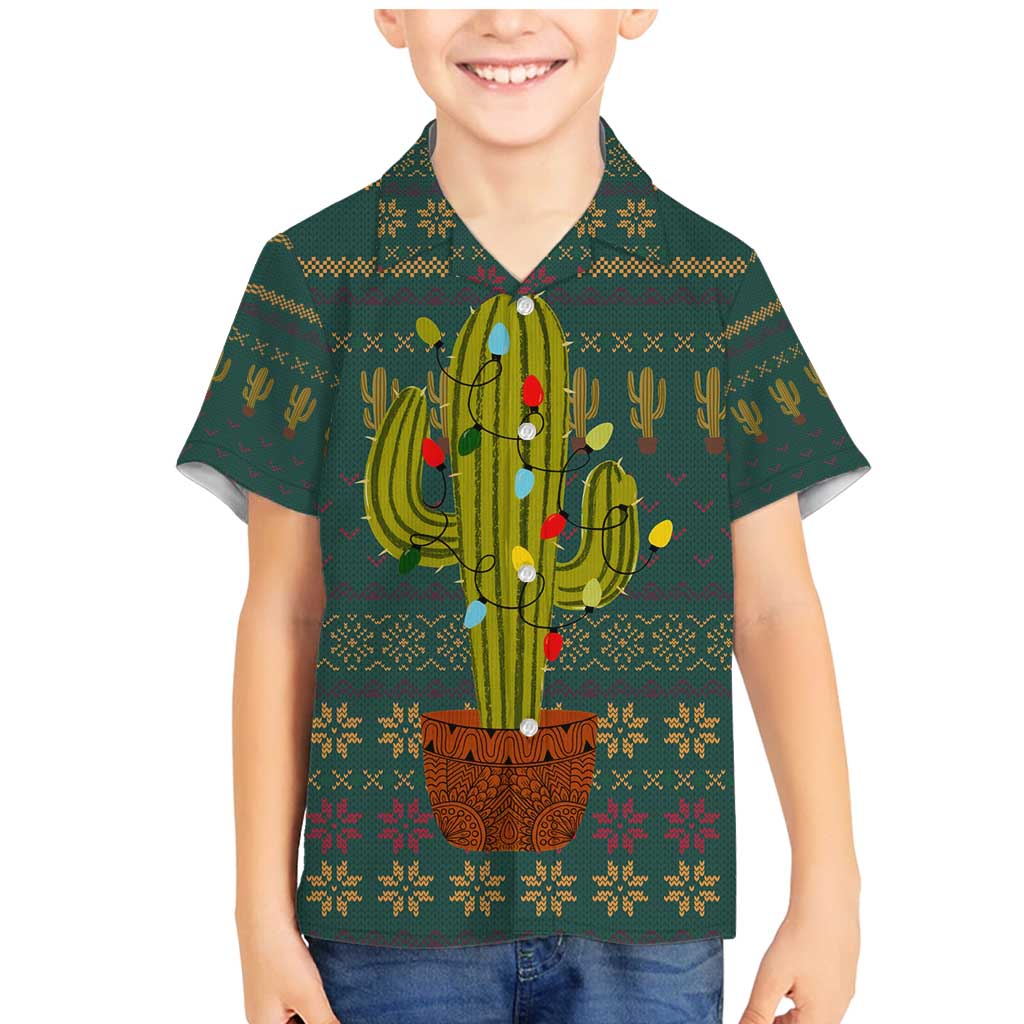 Cactus Christmas Family Matching Mermaid Dress and Hawaiian Shirt Xmas Holiday Patterns - Wonder Print Shop
