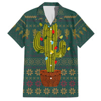 Cactus Christmas Family Matching Off The Shoulder Long Sleeve Dress and Hawaiian Shirt Xmas Holiday Patterns - Wonder Print Shop