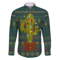 Cactus Christmas Family Matching Off The Shoulder Long Sleeve Dress and Hawaiian Shirt Xmas Holiday Patterns - Wonder Print Shop