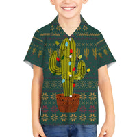 Cactus Christmas Family Matching Off The Shoulder Long Sleeve Dress and Hawaiian Shirt Xmas Holiday Patterns - Wonder Print Shop