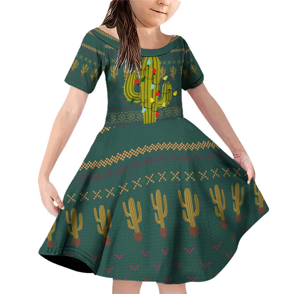 Cactus Christmas Family Matching Off Shoulder Short Dress and Hawaiian Shirt Xmas Holiday Patterns - Wonder Print Shop