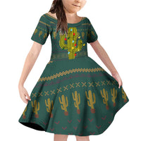 Cactus Christmas Family Matching Off Shoulder Short Dress and Hawaiian Shirt Xmas Holiday Patterns - Wonder Print Shop