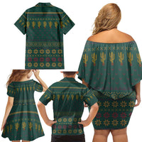 Cactus Christmas Family Matching Off Shoulder Short Dress and Hawaiian Shirt Xmas Holiday Patterns - Wonder Print Shop