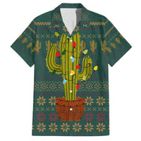 Cactus Christmas Family Matching Off Shoulder Short Dress and Hawaiian Shirt Xmas Holiday Patterns - Wonder Print Shop