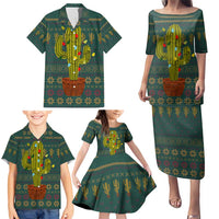 Cactus Christmas Family Matching Puletasi and Hawaiian Shirt Xmas Holiday Patterns - Wonder Print Shop
