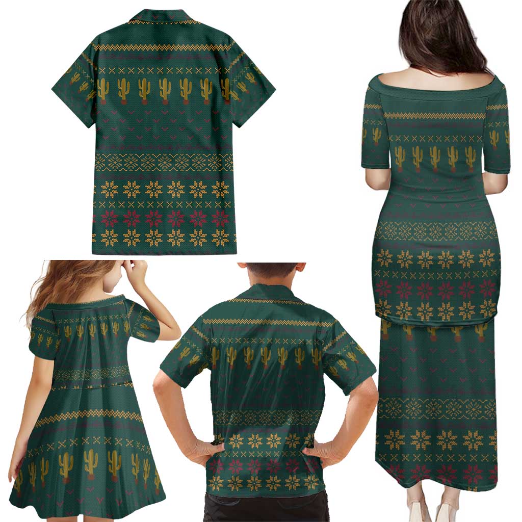 Cactus Christmas Family Matching Puletasi and Hawaiian Shirt Xmas Holiday Patterns - Wonder Print Shop