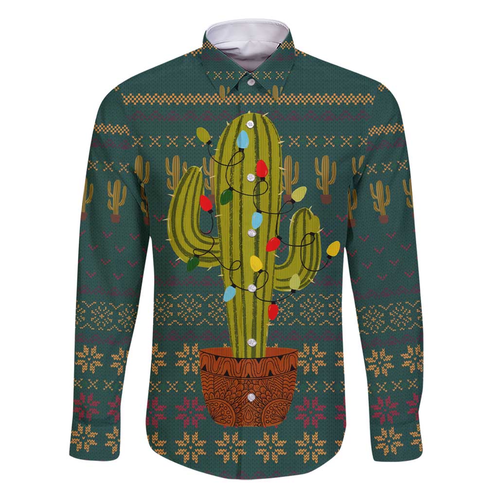 Cactus Christmas Family Matching Short Sleeve Bodycon Dress and Hawaiian Shirt Xmas Holiday Patterns - Wonder Print Shop
