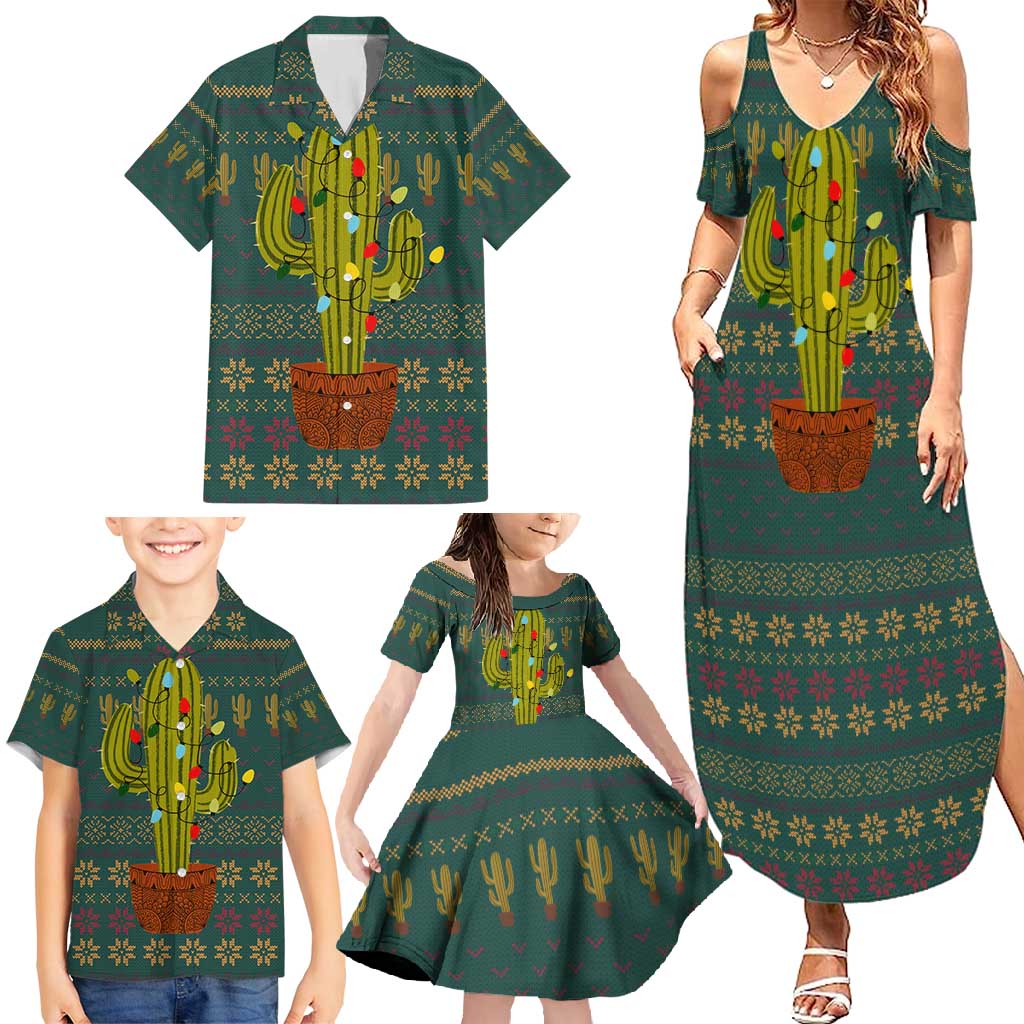 Cactus Christmas Family Matching Summer Maxi Dress and Hawaiian Shirt Xmas Holiday Patterns - Wonder Print Shop