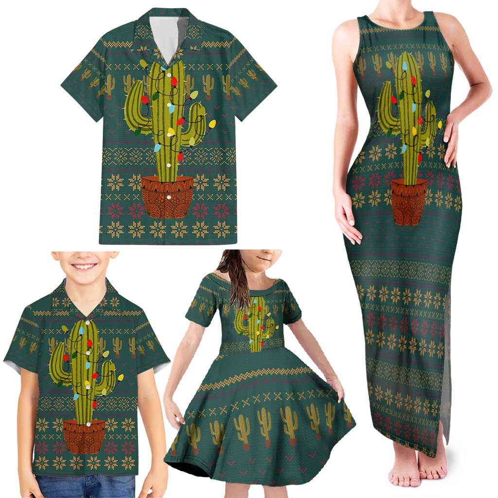 Cactus Christmas Family Matching Tank Maxi Dress and Hawaiian Shirt Xmas Holiday Patterns - Wonder Print Shop