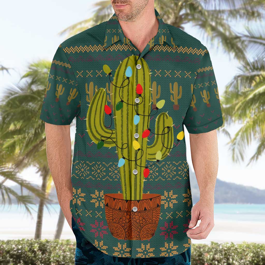 Cactus Christmas Hawaiian Shirt Xmas Holiday Patterns - Wonder Print Shop