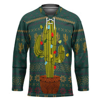 Cactus Christmas Hockey Jersey Xmas Holiday Patterns - Wonder Print Shop