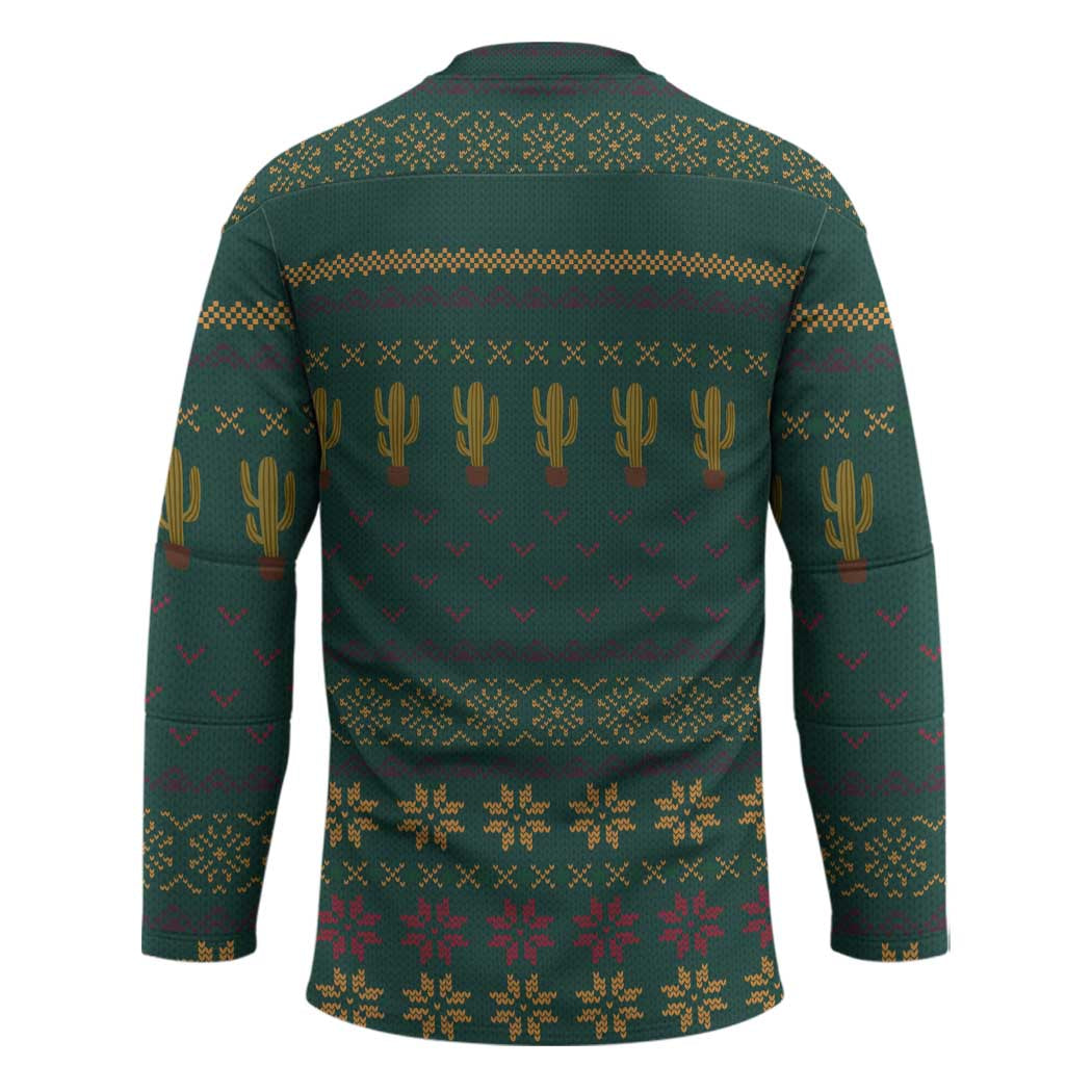 Cactus Christmas Hockey Jersey Xmas Holiday Patterns - Wonder Print Shop