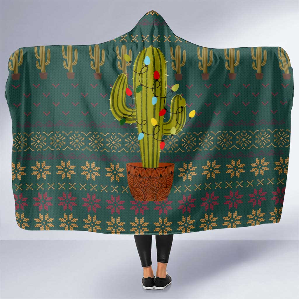 Cactus Christmas Hooded Blanket Xmas Holiday Patterns - Wonder Print Shop